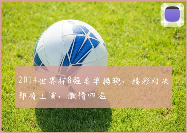 2014世界杯8强名单揭晓，精彩对决即将上演，激情四溢